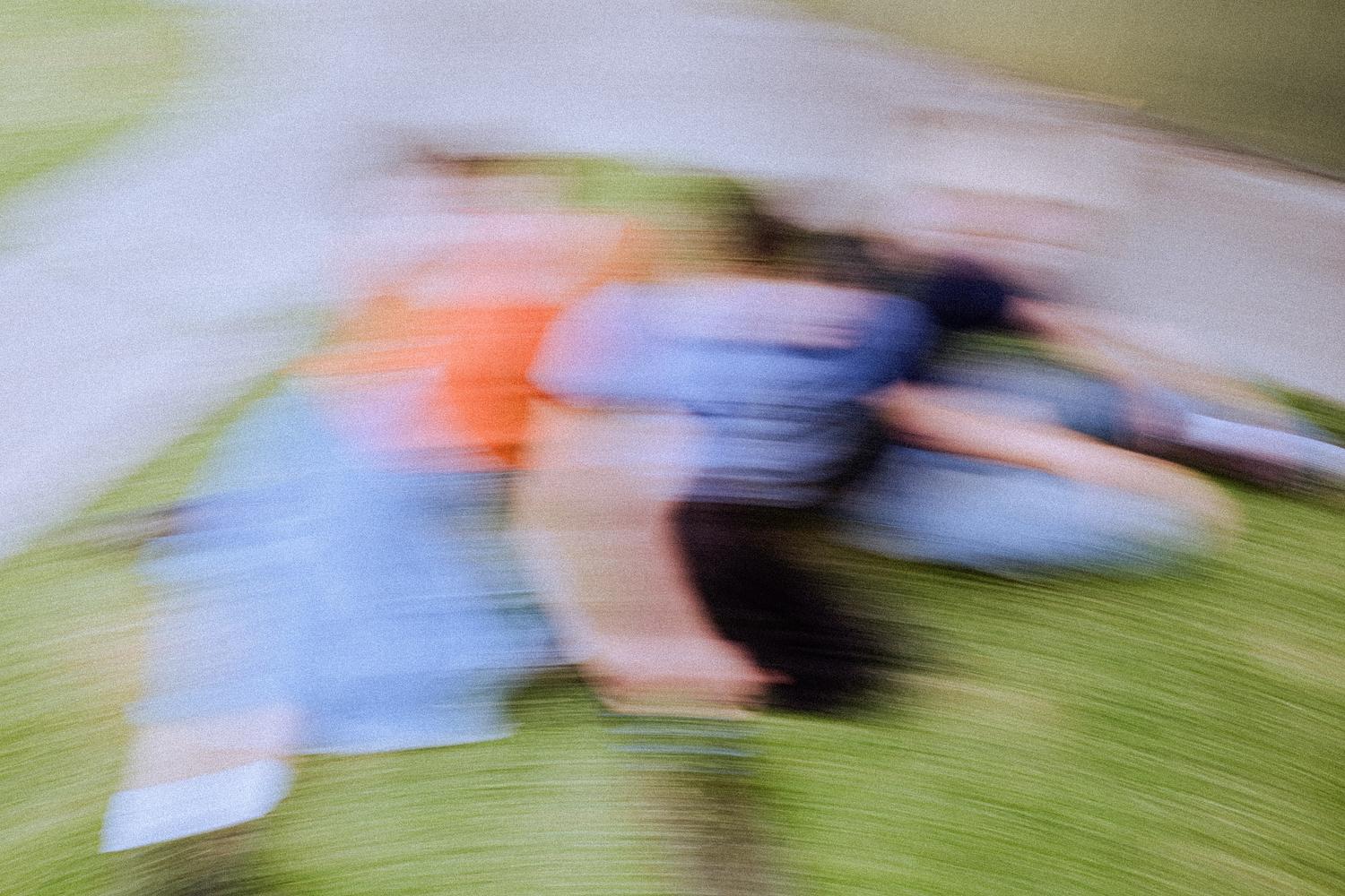 Slow shutter image of Bec, Ned and Ethan